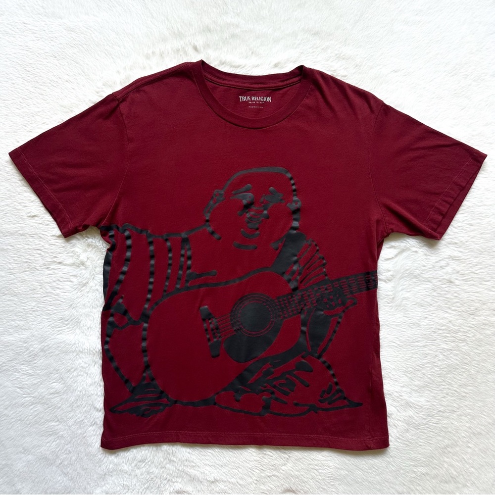 True Religion SS Oversize Buddha Embossed Graphic Tee Crewneck Shirt